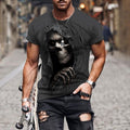 Grim Reaper T Shirt 3d Heavy Metal Skull T Shirts for Men Graphic Print T-shirts Black Short Sleeve Punk Rock Top Men's Clothing