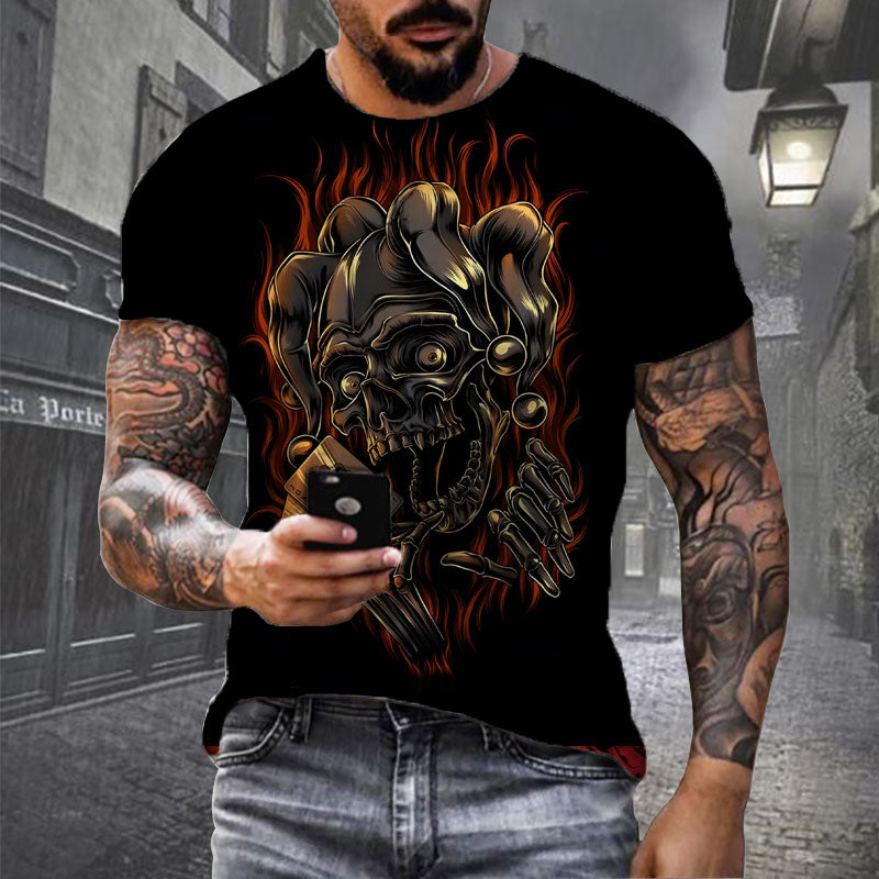 Grim Reaper T Shirt 3d Heavy Metal Skull T Shirts for Men Graphic Print T-shirts Black Short Sleeve Punk Rock Top Men's Clothing